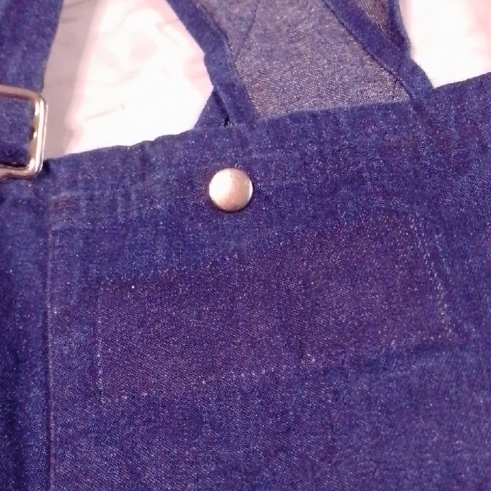 Vintage 90s Dark Blue Denim Overalls Workwear - Picture 5 of 10
